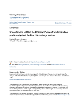 Understanding Uplift of the Ethiopian Plateau from Longitudinal Profile Analysis of the Blue Nile Drainage System