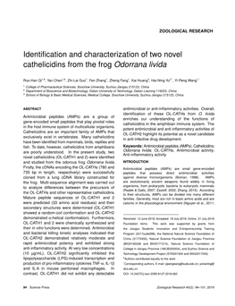 Identification and Characterization of Two Novel Cathelicidins from the Frog Odorrana Livida