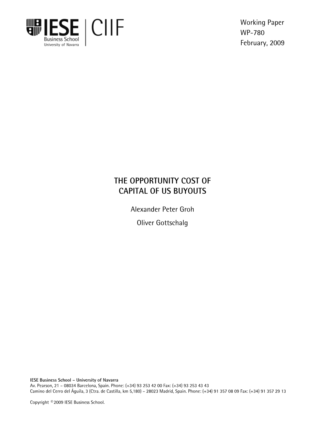 The Opportunity Cost of Capital of Us Buyouts