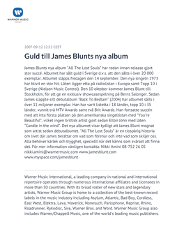 Guld Till James Blunts Nya Album