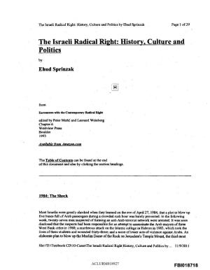 The Israeli Radical Right: History, Culture and Politics by Ehud Sprinzak � Page 1 Of29of 29