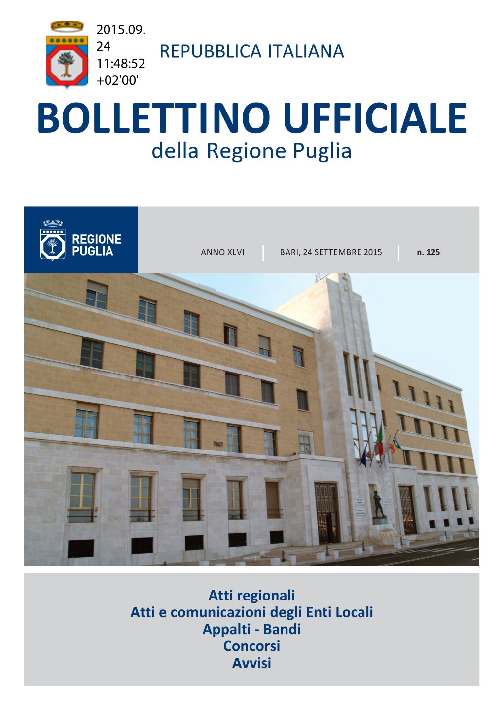 BOLLETTINO UFFICIALE Della Regione Puglia