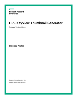 HPE Keyview Thumbnail Generator 11.4.0 Release Notes