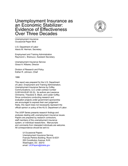 Unemployment Insurance As an Economic Stabilizer: Evidence of Effectiveness Over Three Decades