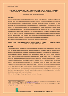 Variation of Horizontal Structure of Vegetation Cover in the Urban Area of Santa Maria, Rio Grande Do Sul State, Brazil, Between 1980 and 2011