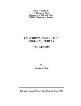 California Least Tern Breeding Survey 1994 Season1