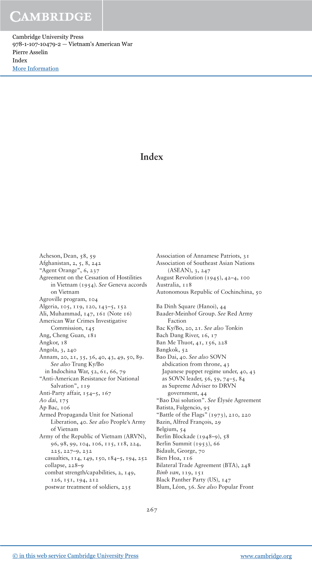 Vietnam's American War Pierre Asselin Index More Information Www