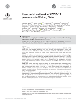 Nosocomial Outbreak of COVID-19 Pneumonia in Wuhan, China