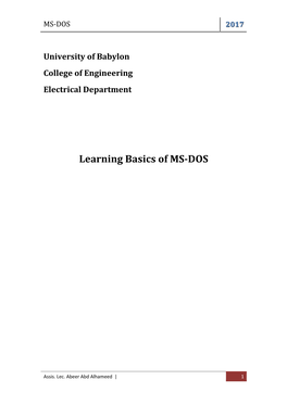 MS-DOS Lecture