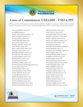 Lions of Commitment US$3000