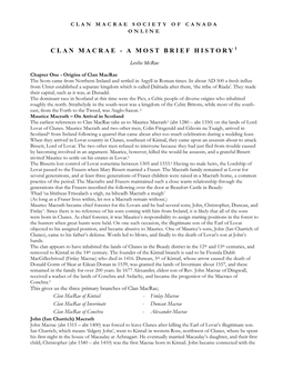Clan Macrae – a MOST BRIEF HISTORY by Leslie Mcrae