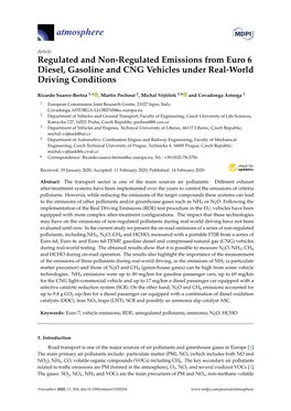 Regulated and Non-Regulated Emissions from Euro 6 Diesel, Gasoline and CNG Vehicles Under Real-World Driving Conditions