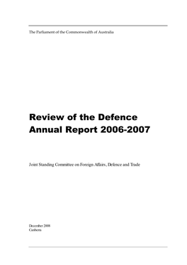 Report for Review of the Defence Annual Report 2006-2007