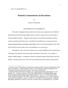 Patristic Commentaries on Revelation