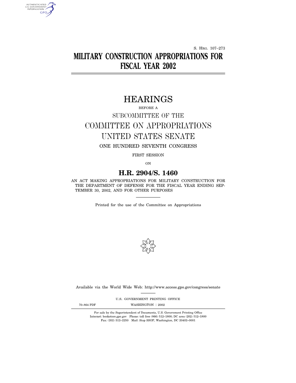 Military Construction Appropriations for Fiscal Year 2002 Hearings