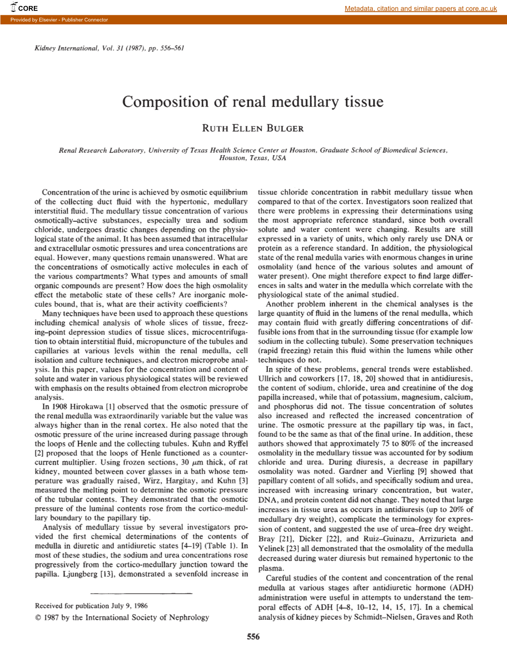 Composition of Renal Medullary Tissue