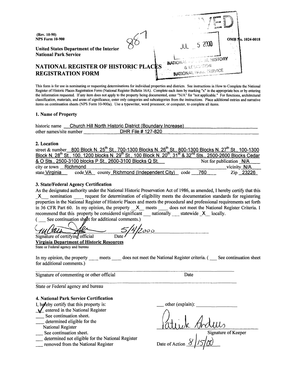 National Register of Historic Places & Registration Form