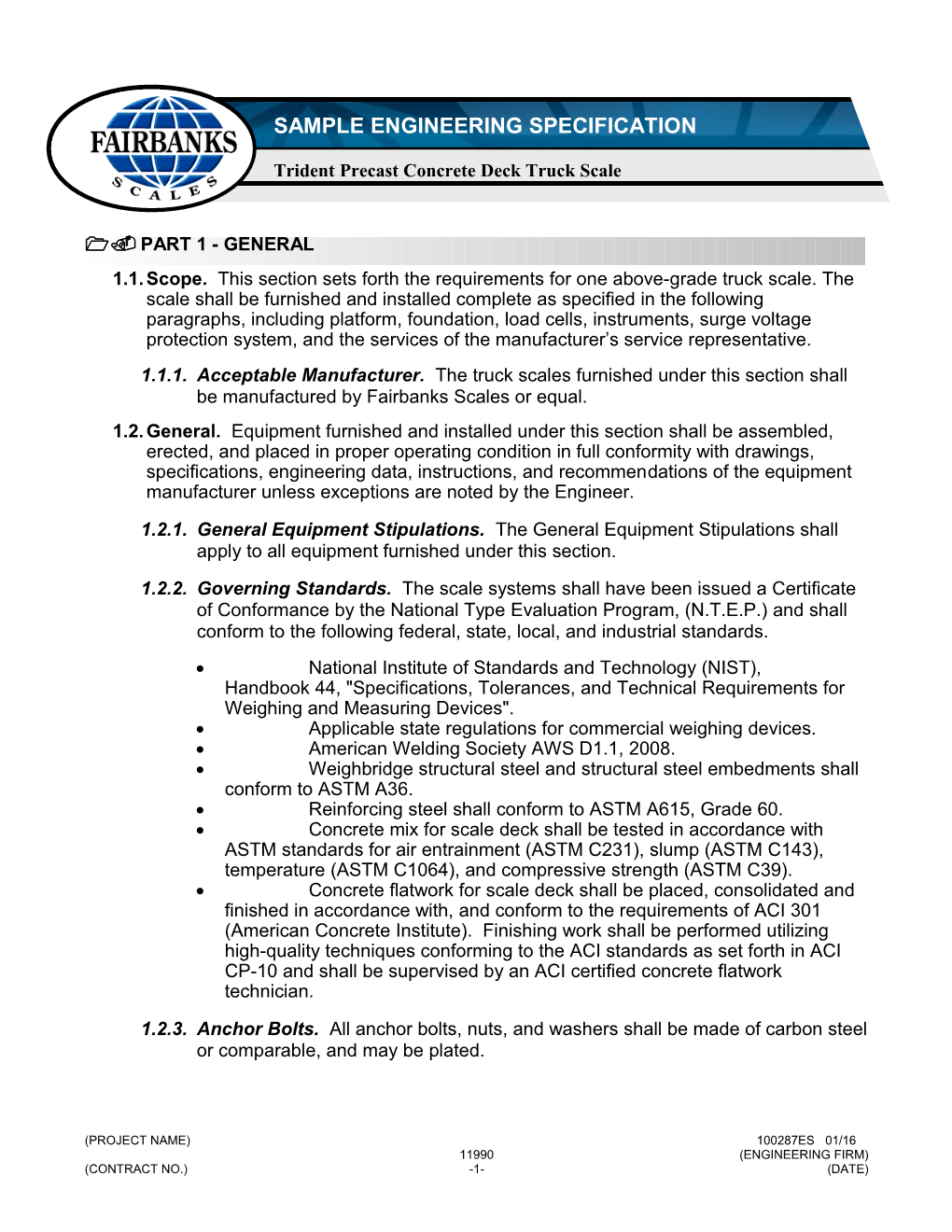 Sample Engineering Specification