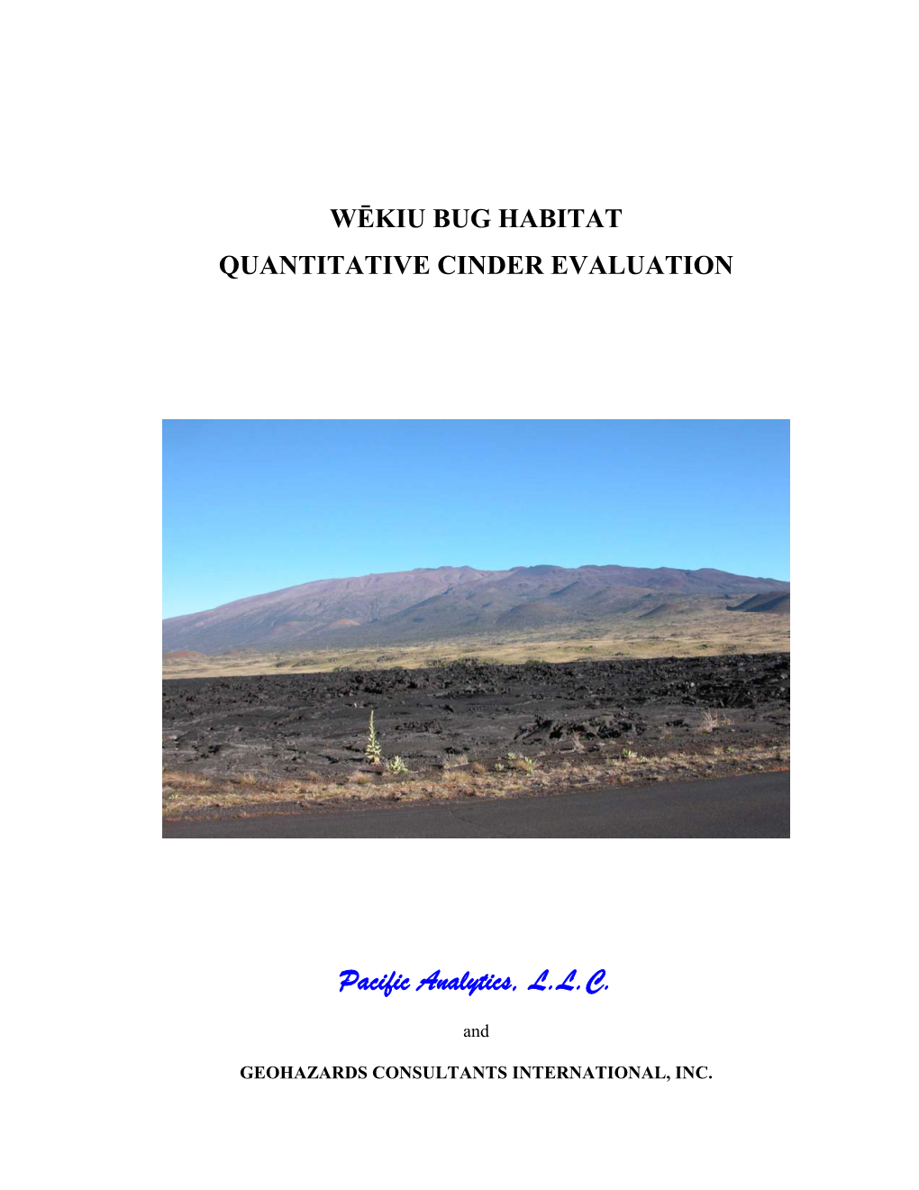 Wekiu Bug Habitat Quantitative