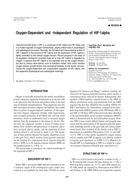 Oxygen-Dependent and -Independent Regulation of HIF-1Alpha