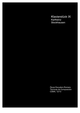 Klavierstück IX, K. Stockhausen. Análisis