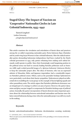 The Impact of Fascism on 'Cooperative' Nationalist Circles In