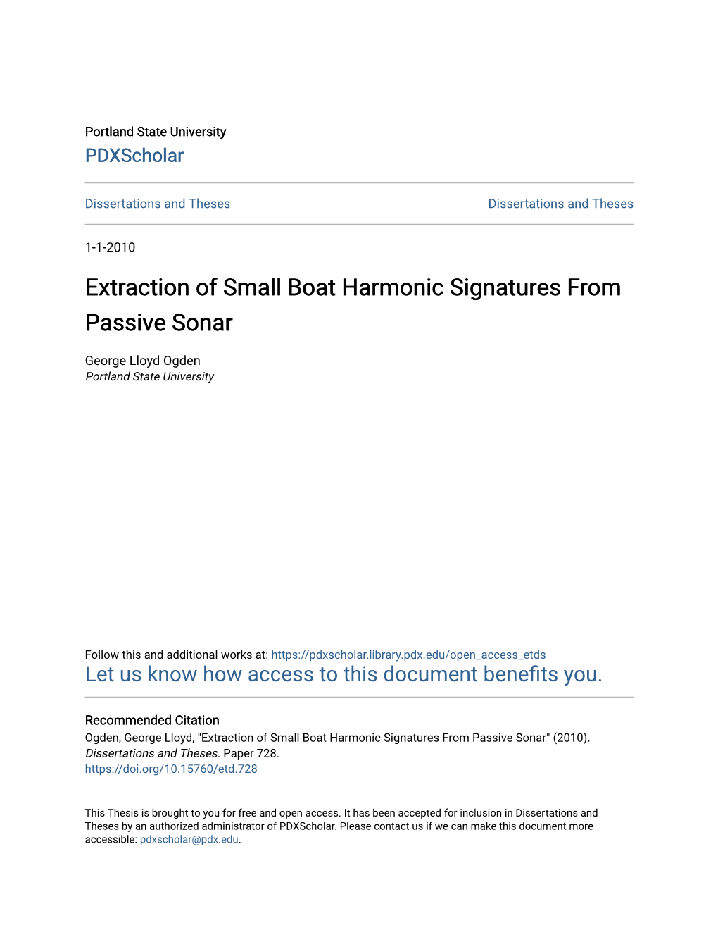 Extraction of Small Boat Harmonic Signatures from Passive Sonar