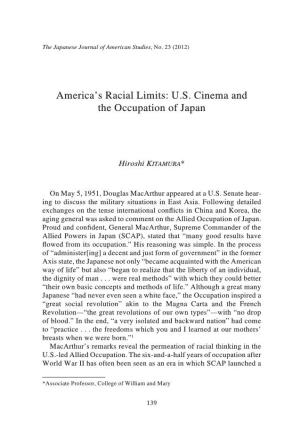 America's Racial Limits: U.S. Cinema and the Occupation of Japan