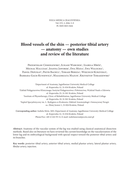 Blood Vessels of the Shin — Posterior Tibial Artery — Anatomy — Own Studies and Review of the Literature