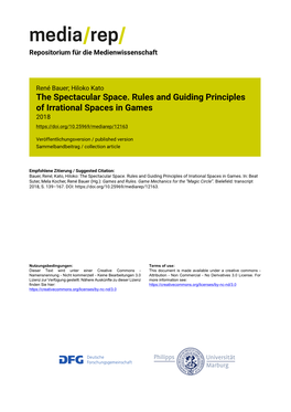 The Spectacular Space. Rules and Guiding Principles of Irrational Spaces in Games 2018