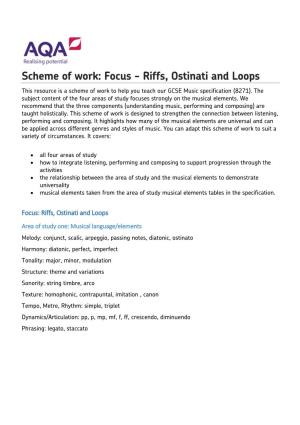 Scheme of Work: Riffs, Ostinati and Loops