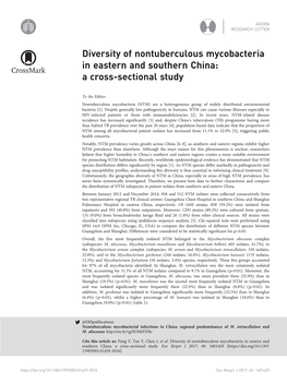 Diversity of Nontuberculous Mycobacteria in Eastern and Southern China: a Cross-Sectional Study