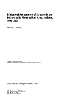 Biological Assessment of Streams in the Indianapolis Metropolitan Area, Indiana, 1999–2001