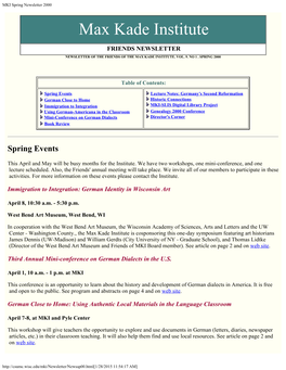 MKI Spring Newsletter 2000