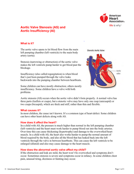 Aortic Valve Stenosis (AS) and Aortic Insufficiency (AI)