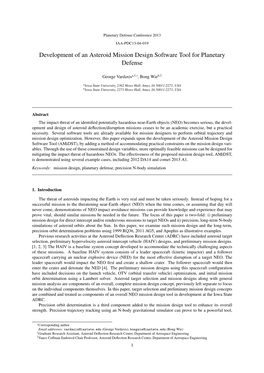 Development of an Asteroid Mission Design Software Tool for Planetary Defense