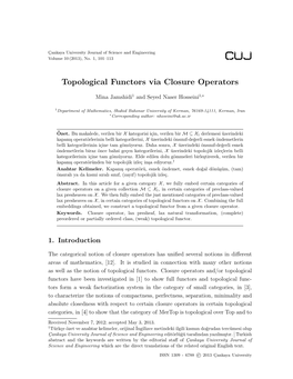 Topological Functors Via Closure Operators