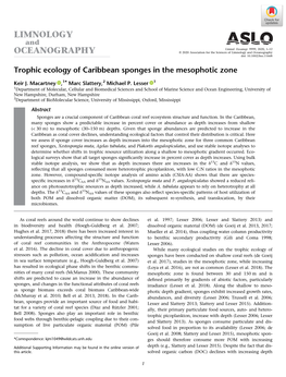 Trophic Ecology of Caribbean Sponges in the Mesophotic Zone