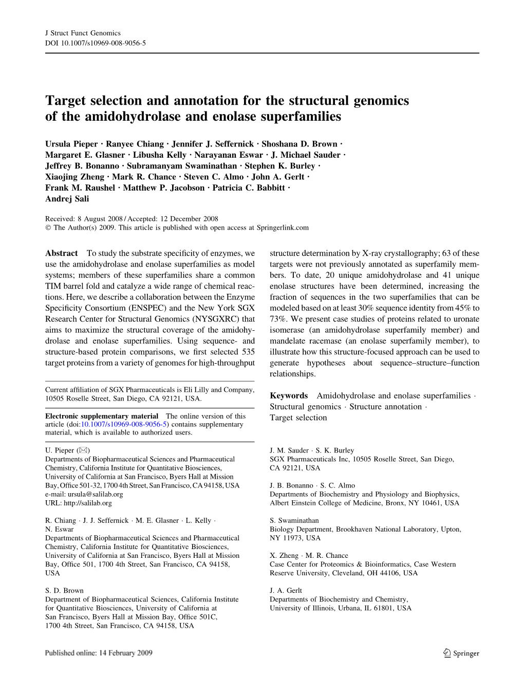 Target Selection and Annotation for the Structural Genomics of the Amidohydrolase and Enolase Superfamilies