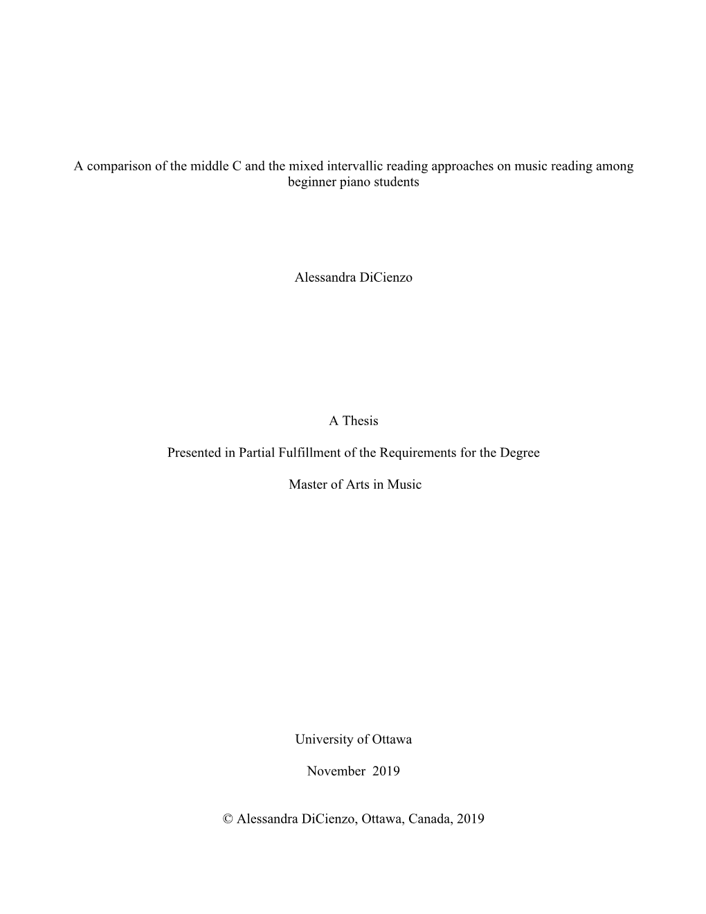 A Comparison of the Middle C and the Mixed Intervallic Reading Approaches on Music Reading Among Beginner Piano Students