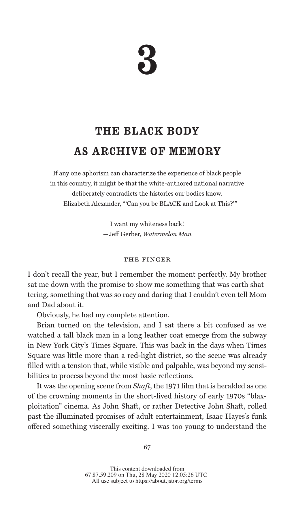 The Black Body As Archive of Memory