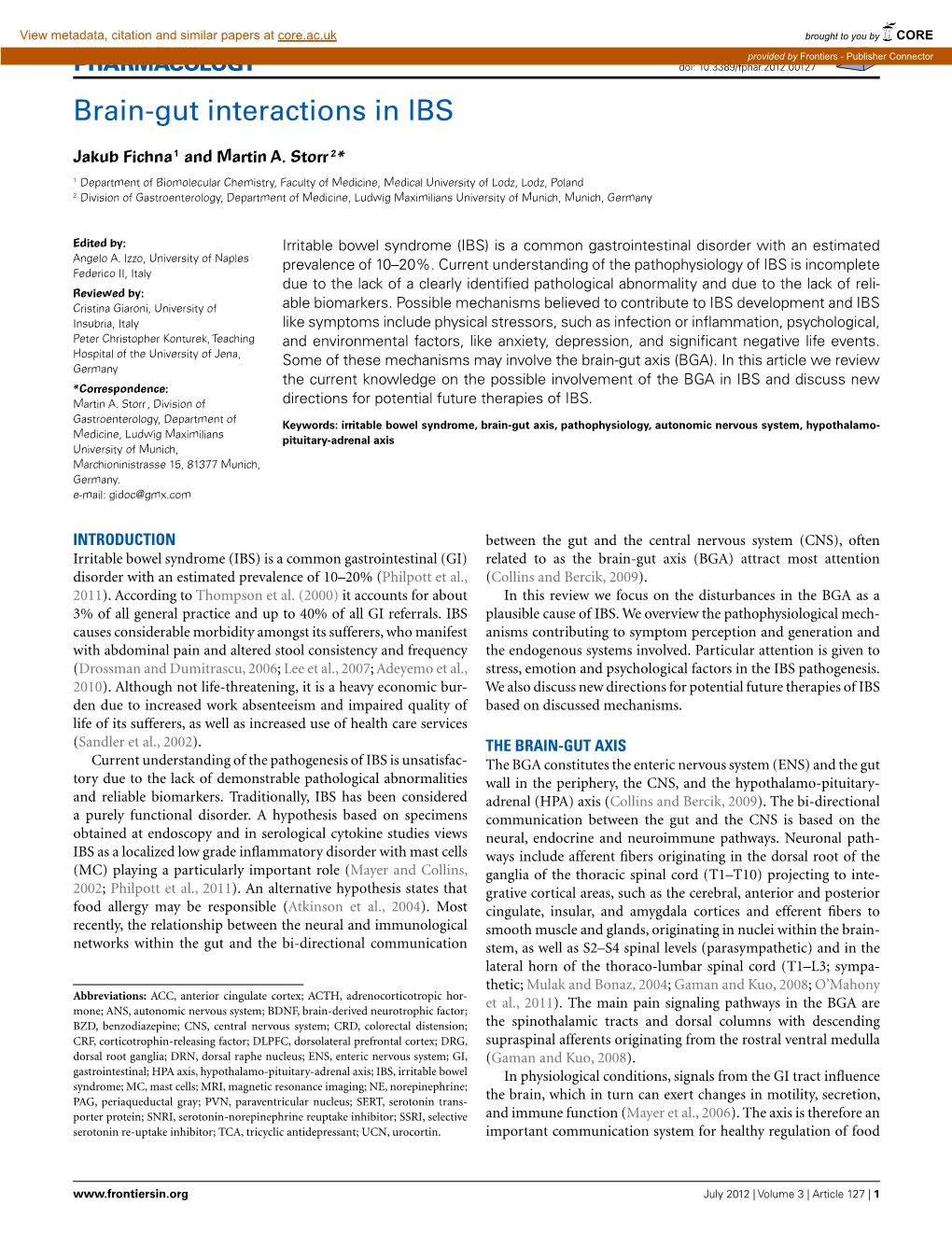 Brain-Gut Interactions in IBS