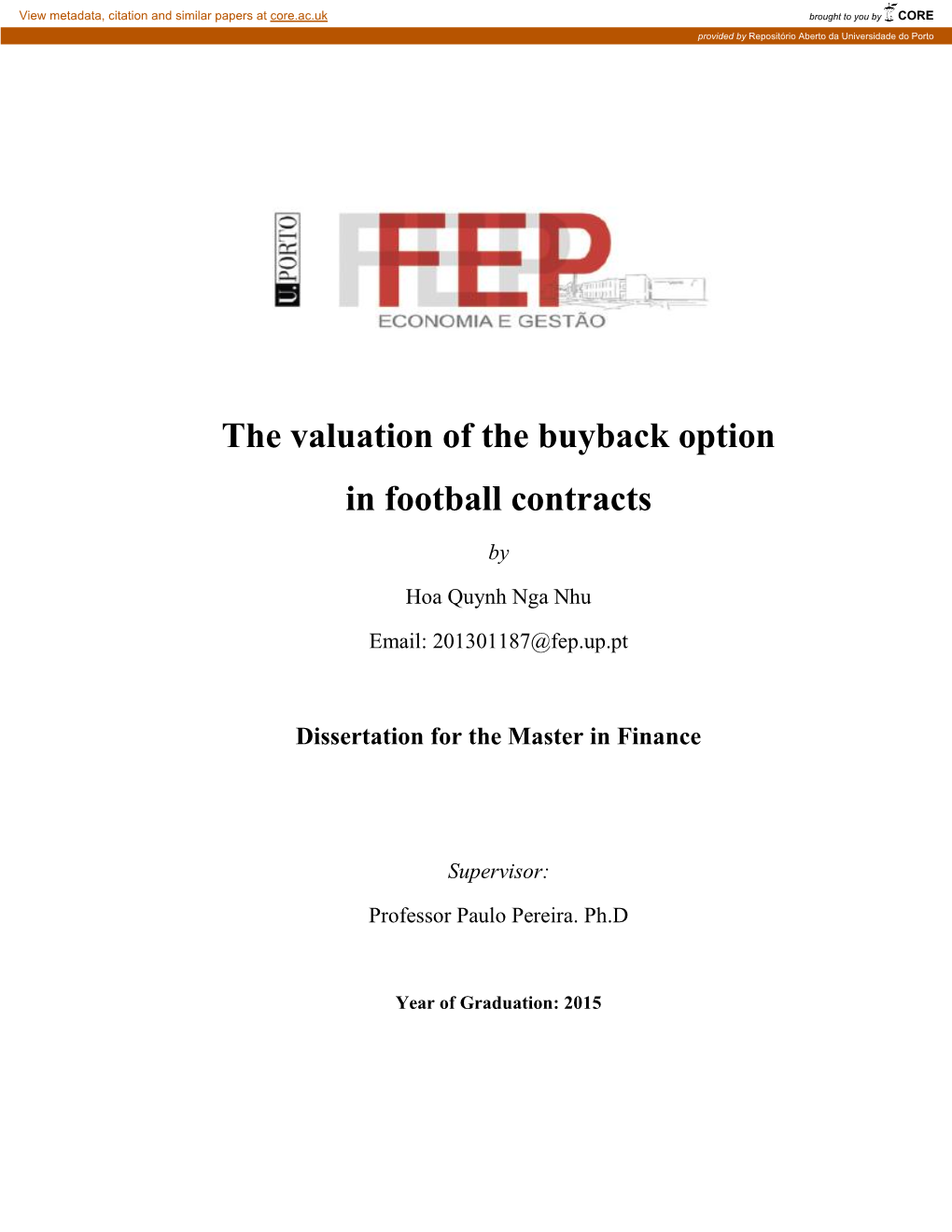 The Valuation of the Buyback Option in Football Contracts