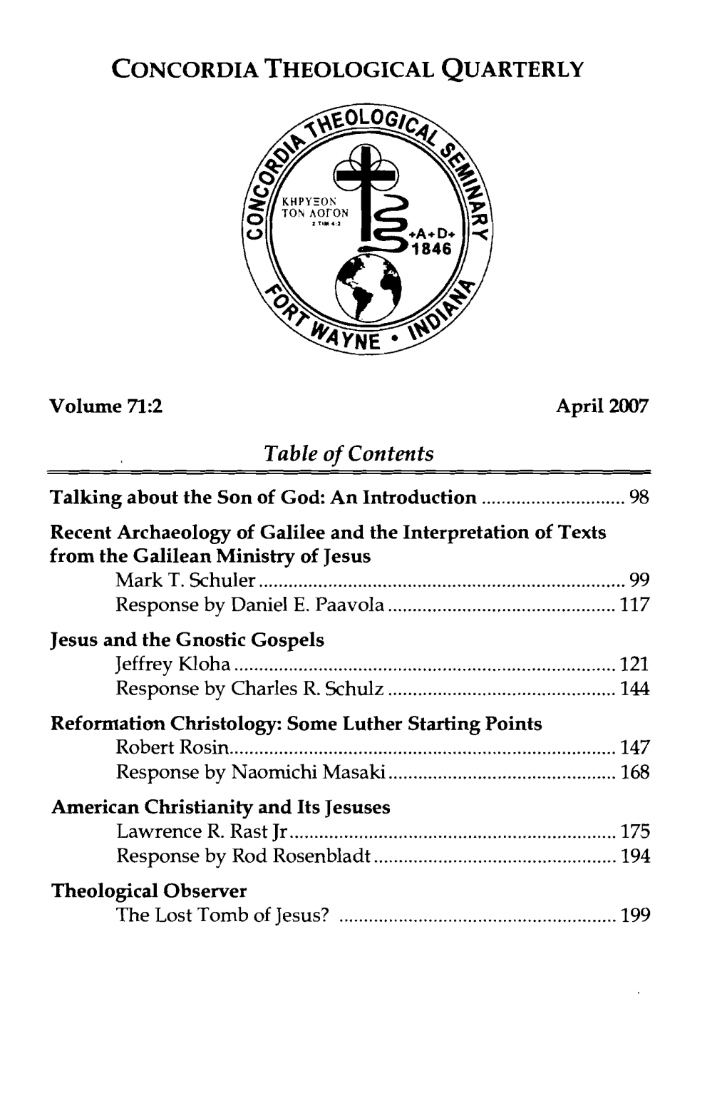 Theological Observer, April 2007