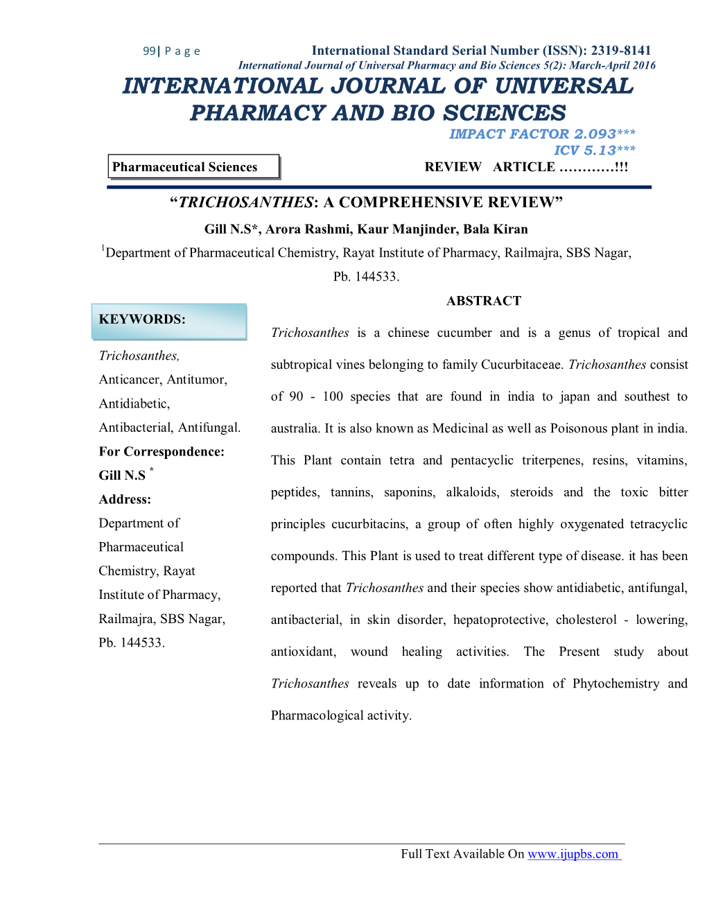 International Journal of Universal Pharmacy and Bio