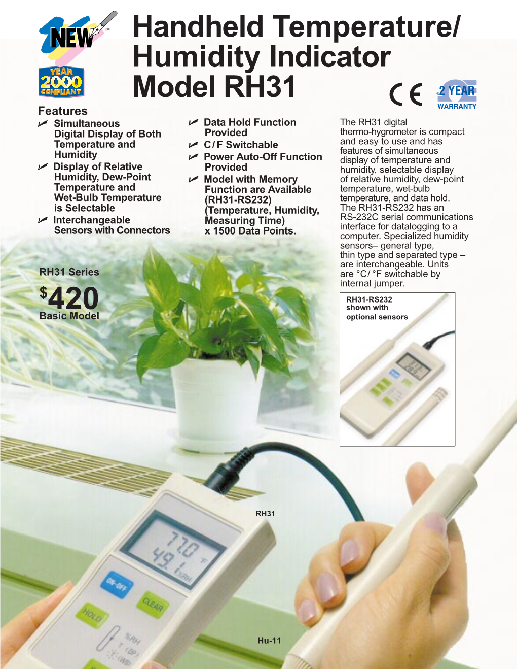 Handheld Temperature/ Humidity Indicator Model RH31