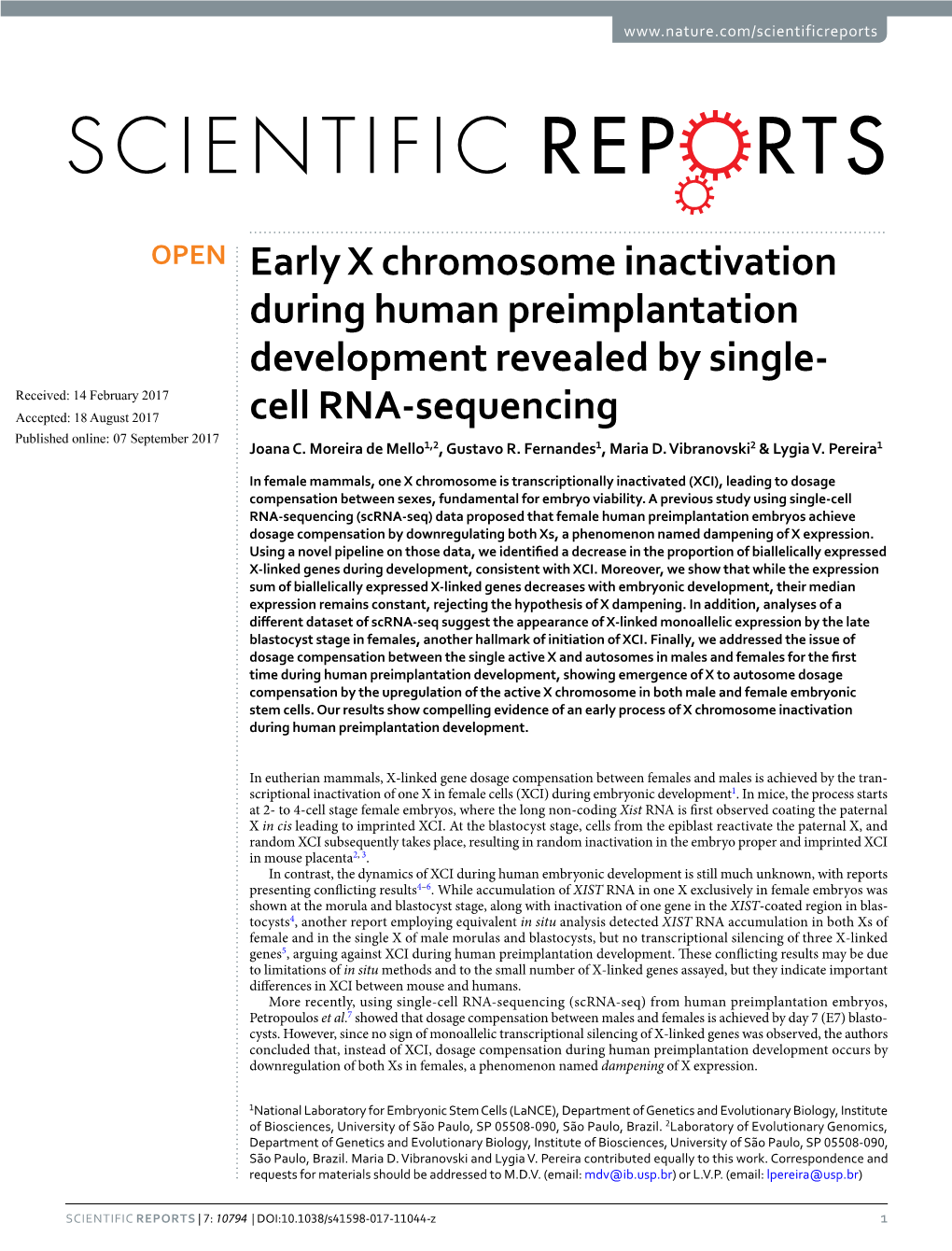 Early X Chromosome Inactivation During Human Preimplantation