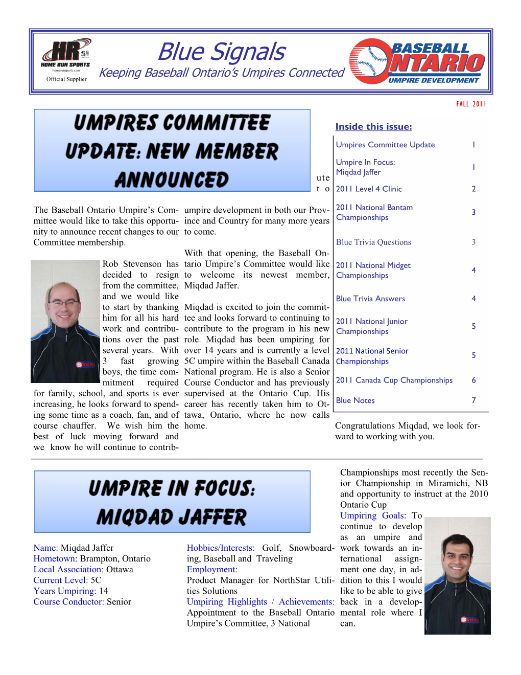 Blue Signals Newsletter Fall 2011