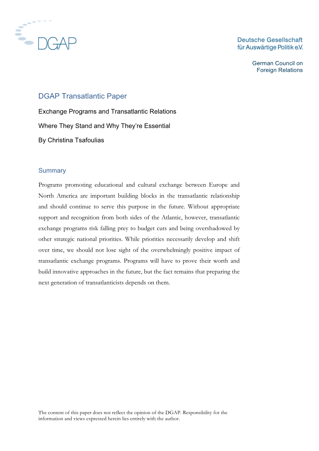 DGAP Transatlantic Paper
