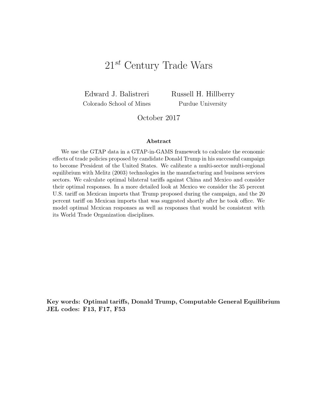 21 Century Trade Wars